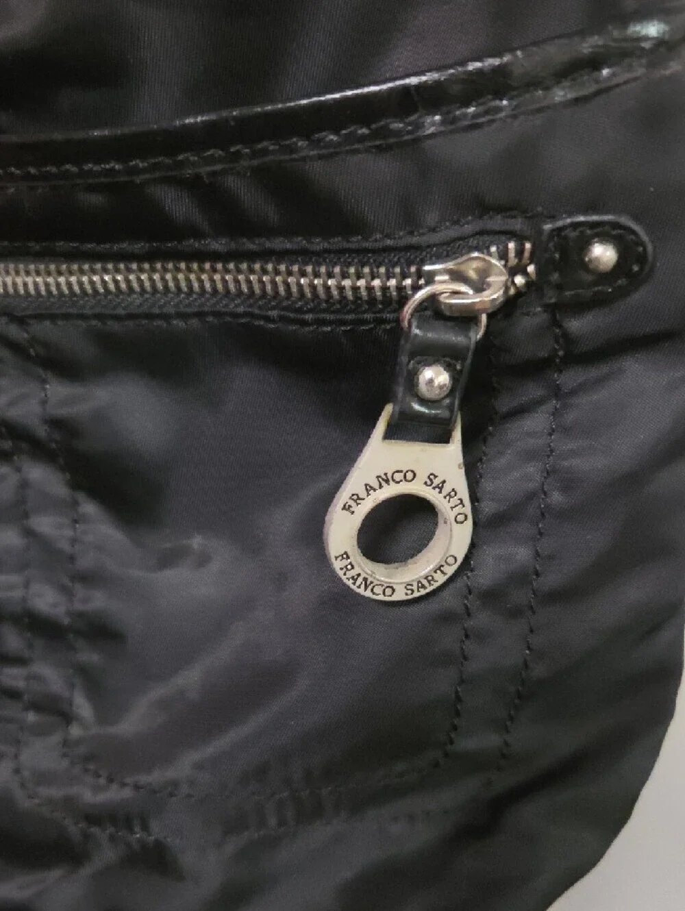 Franco Sarto Black Nylon Crossbody with Silver Hardware
